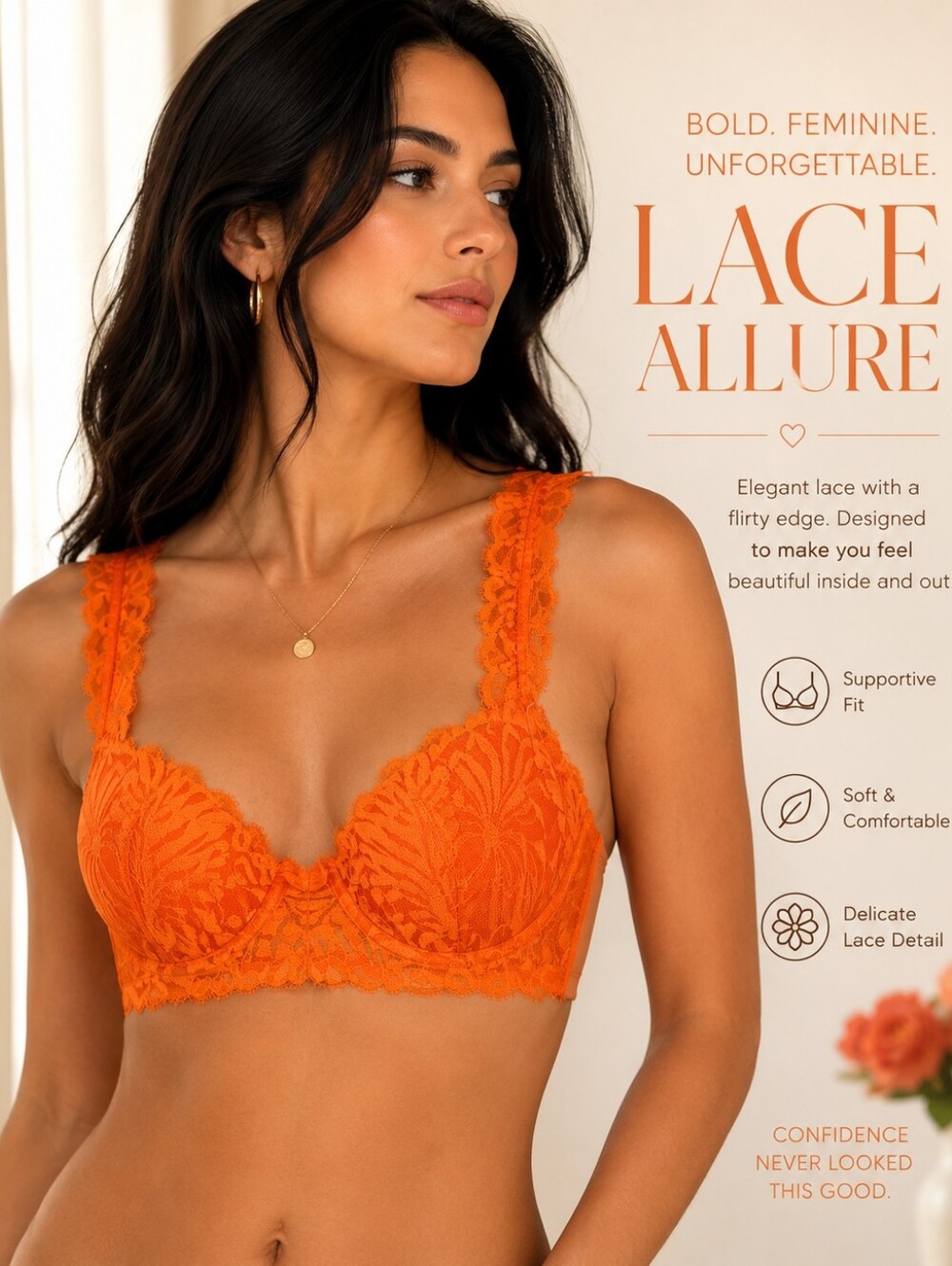 💥 La SENZA - Nwot Orange Lace Underwire Bralette